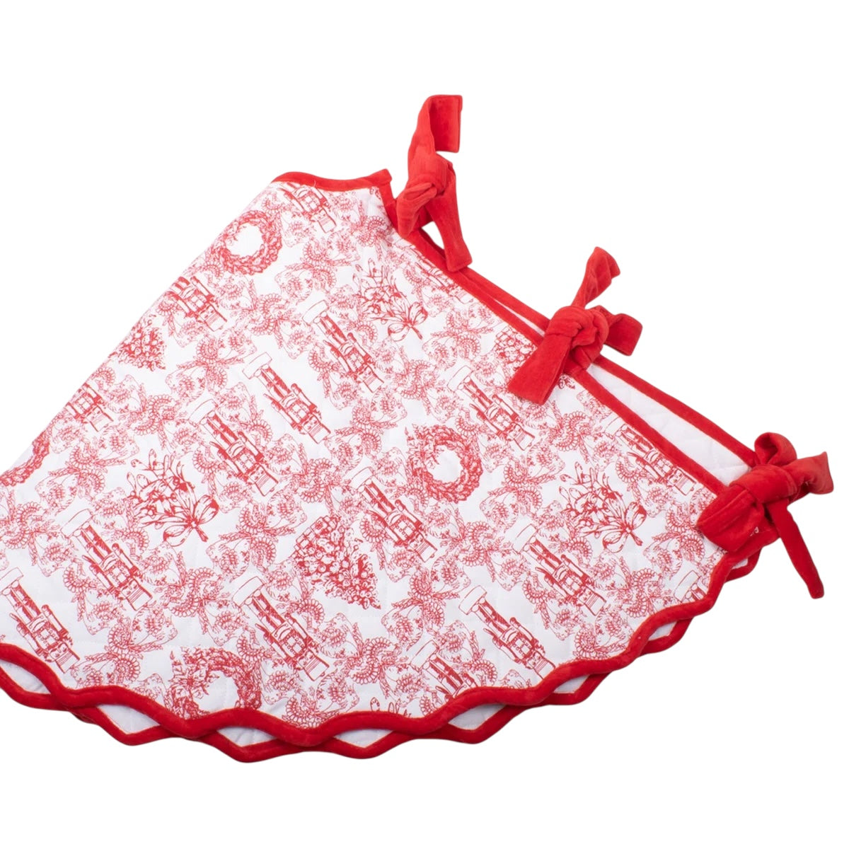 Red Toile Quilted Tree Skirt