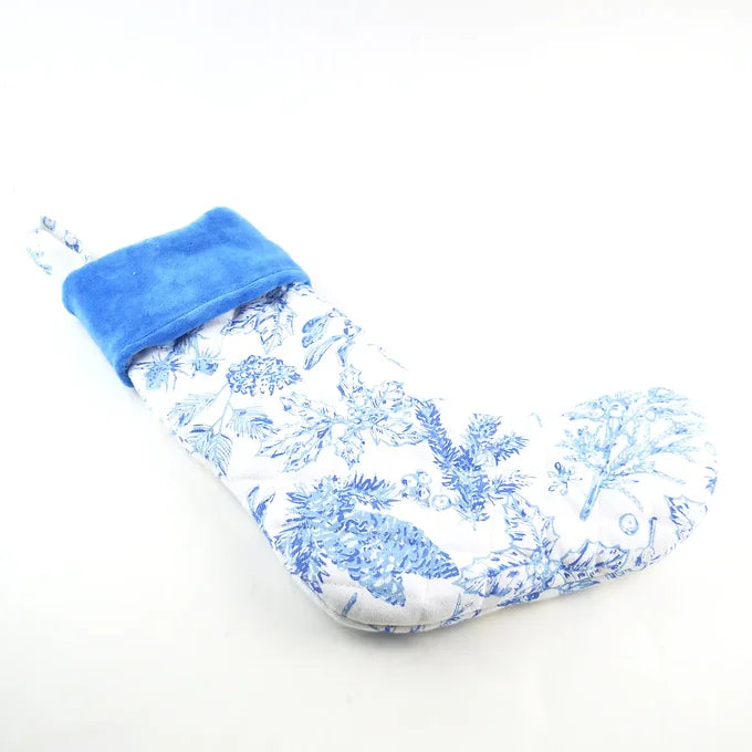 Blue Foliage Quilted Stocking