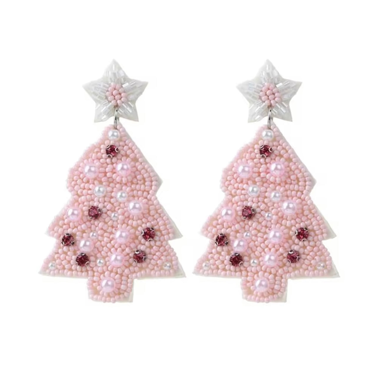 Pink Tree Earrings