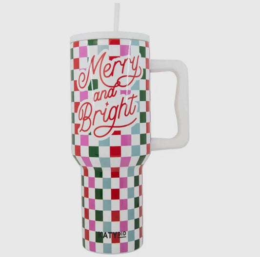 Merry & Bright Checkered Tumbler