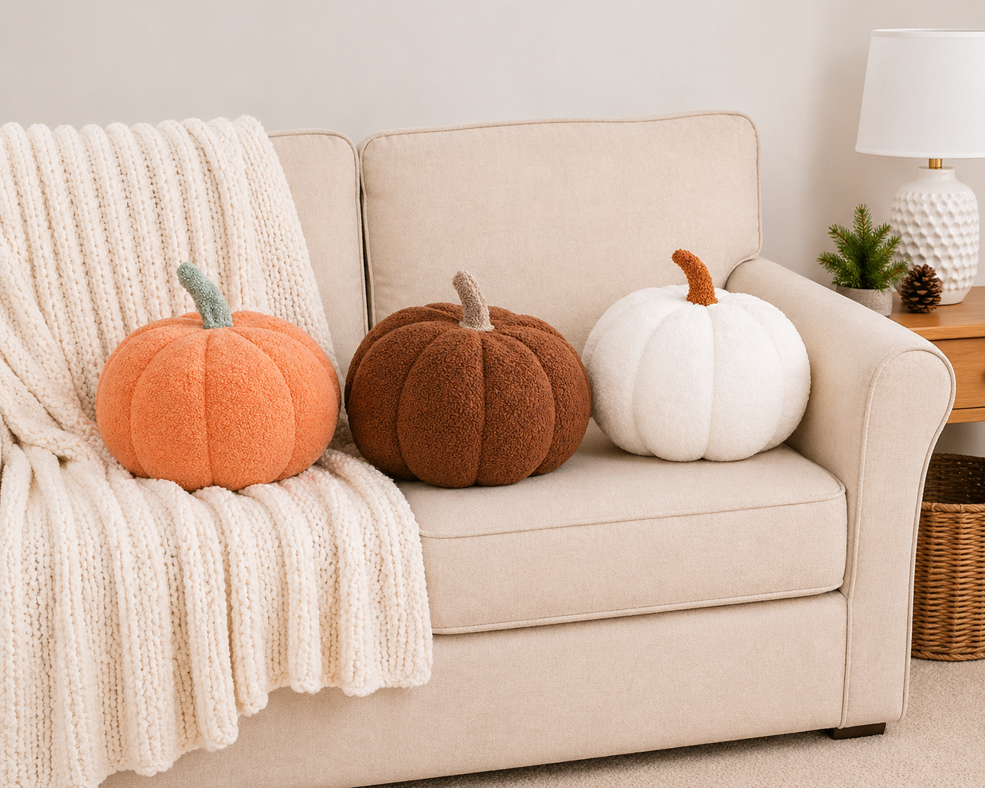Cozy Sherpa Pumpkin Pillows