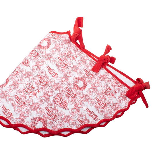 Red Toile Quilted Tree Skirt