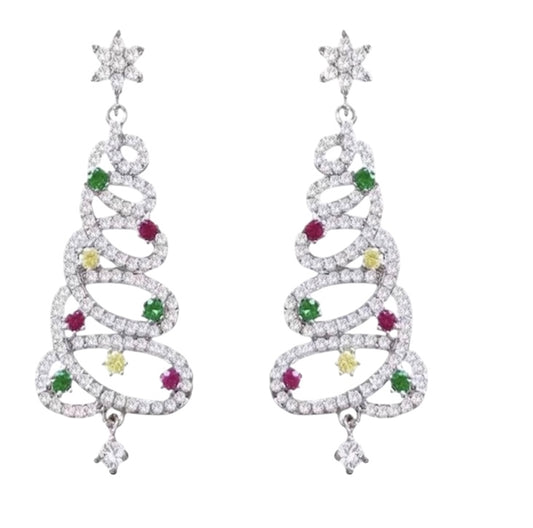 Sparkling Christmas Tree Drop Earrings