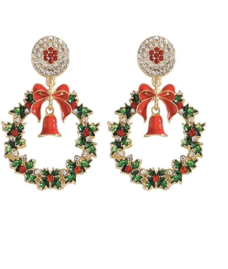 Wreath Earrings with Bell