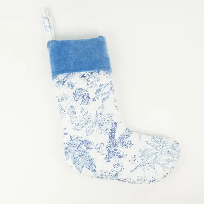 Blue Foliage Quilted Stocking